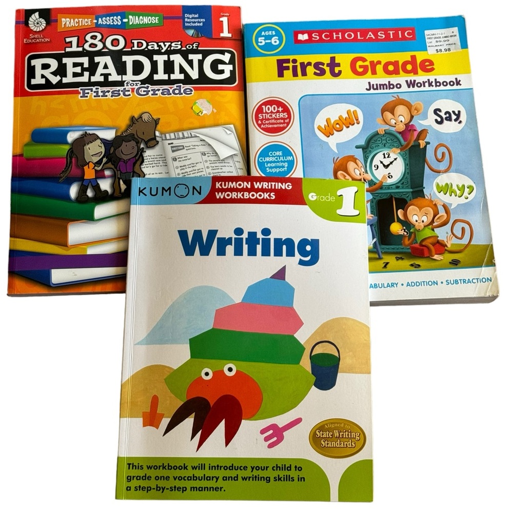 First Grade reading writing educational book bundle of 3 LEARNING